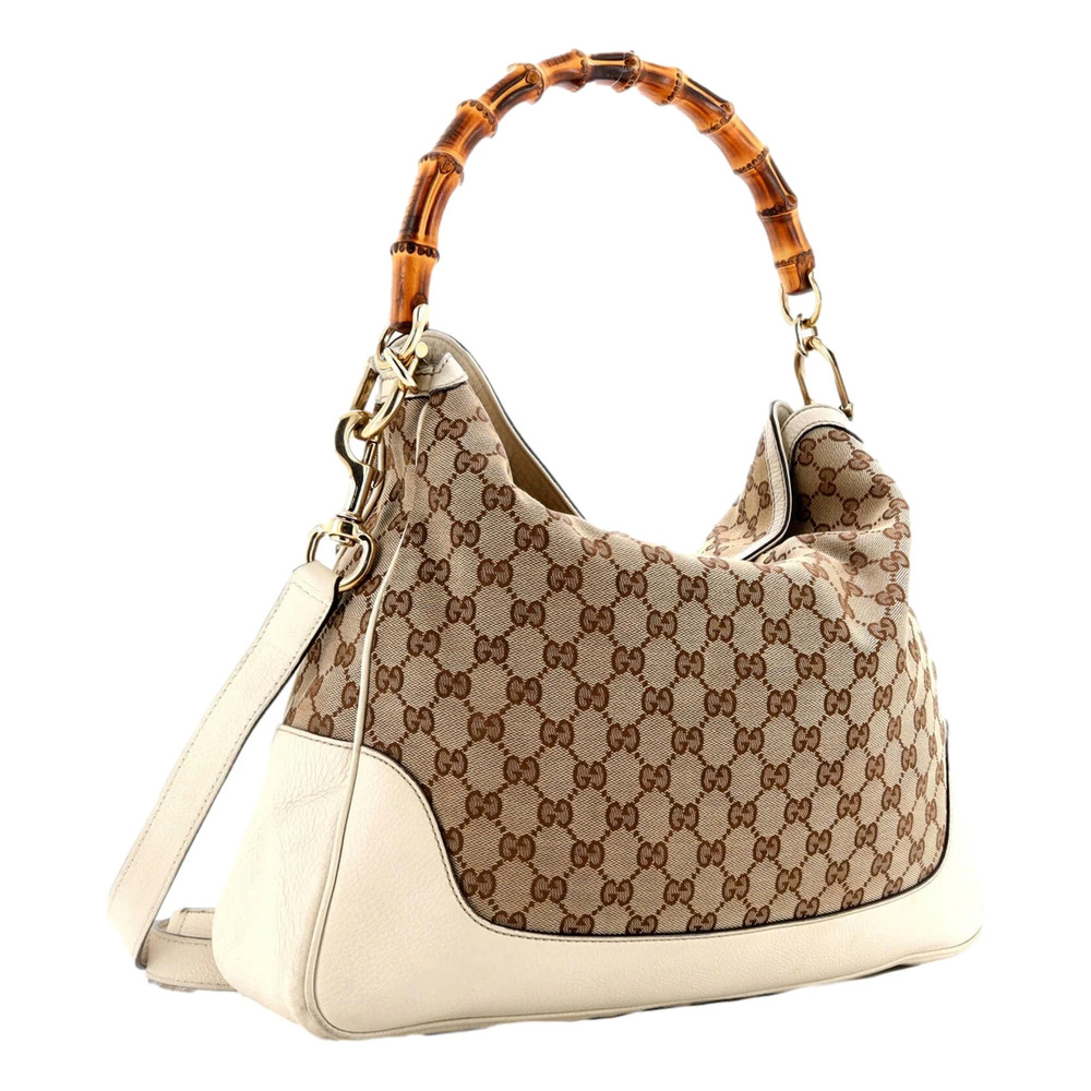 Gucci Diana Bamboo GG Canvas Medium Shoulder Bag White - Picture 3 of 6